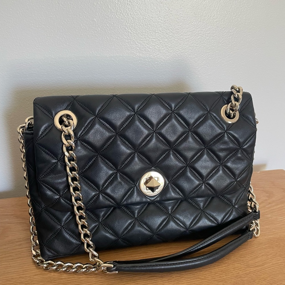 kate spade Black Quilted Shoulder Bag with Chain Strap